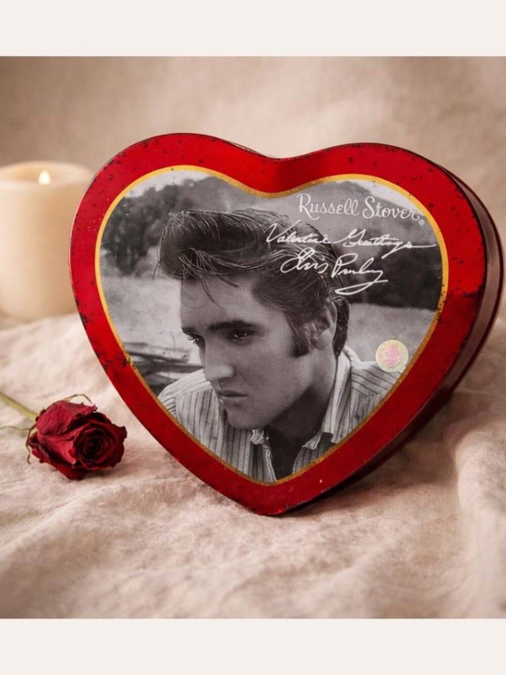 Elvis Presley Collector’s Series Red Tin 5” Vintage Storage Trinket Box